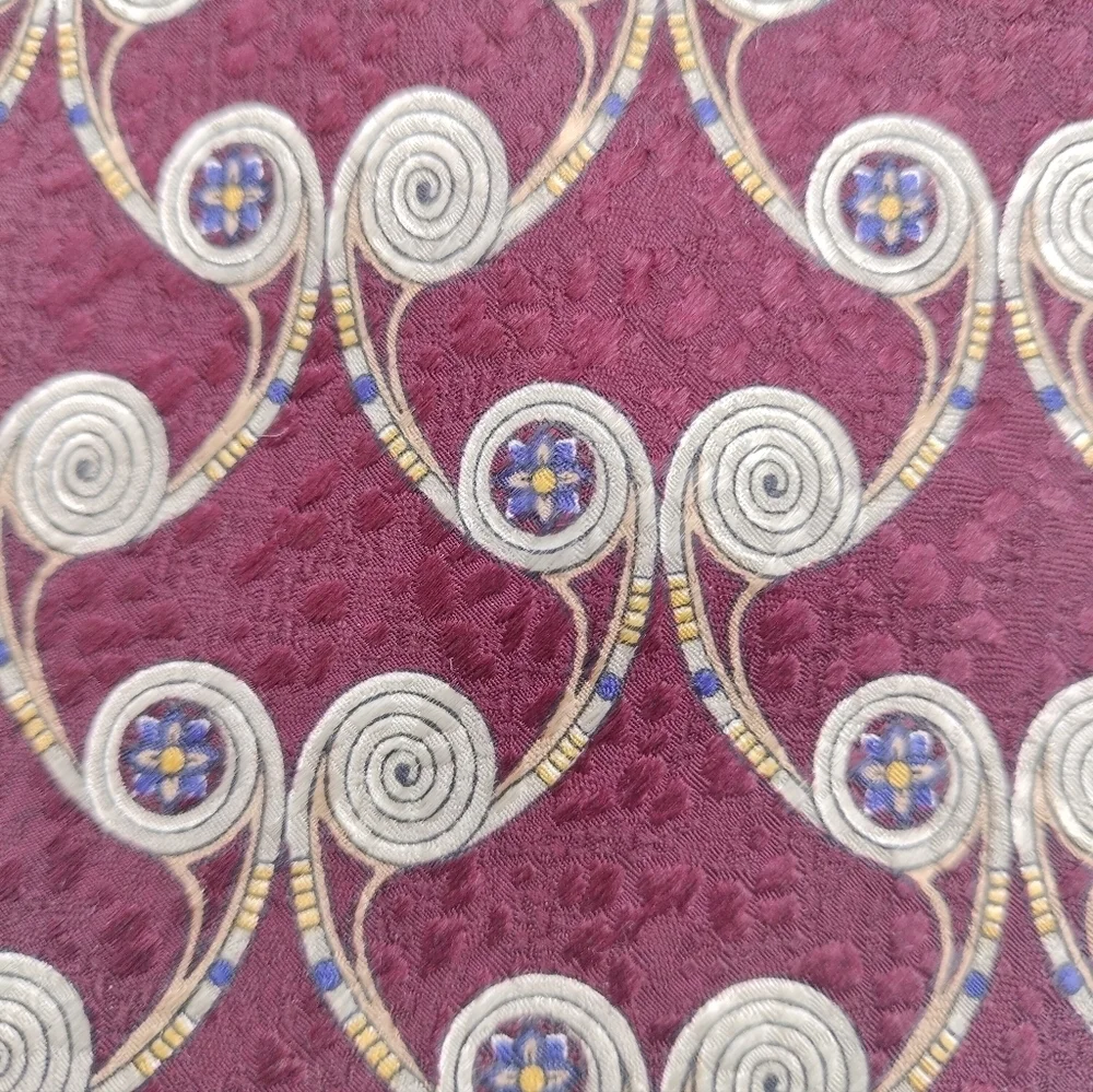 Robert Talbott Best Of Class Burgundy Silk Tie Necktie Swirl Abstract Boho